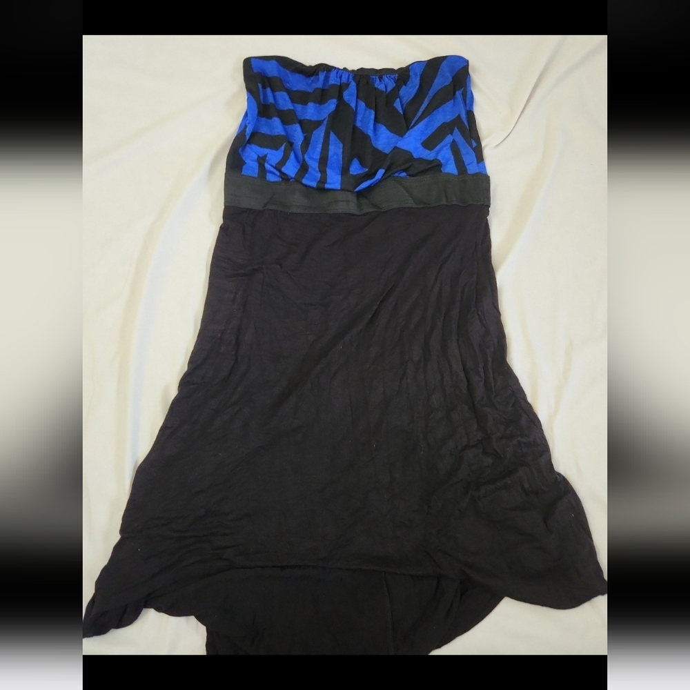 Poetry Women's Size medium blue black knee length dress #E005